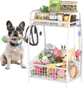 Indestructible Medium Dog Toy basket, Toy Box for Dogs,Pet Toys Bin Dog Metal Wire Basket for Toys, Food Storage, Storage Organizer Chest Storage, Toy Box for Living Room Area (White)