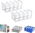 Marte Vanci Clear Acrylic File Sorter, Sturdy Desk File Organizer Shelf Book Holder Purse Handbag Clutch Divider File Folder Rack for Letter Cookbooks Home Office Kitchen Supplies 4 Sections (2 Pcs)