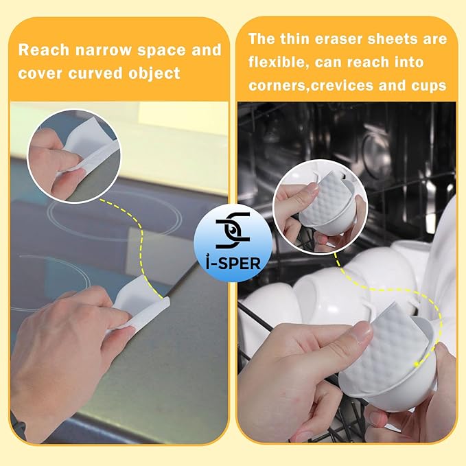 60 PCS Magic Sponge Eraser Sheets, Reusable Upgrade Convex Point Scrub Pad Singles Eraser Cleaning Sponge Portable Thin Nano Wipes for Kitchenware Furniture Faucets Hard-to-Reach Places