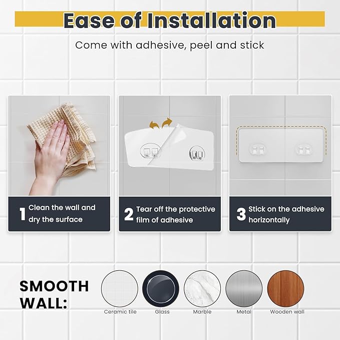 OMAIRA 3-Pack Shower Caddy with Soap Holder, Adhesive Rustproof No-drill Strudy Loading Inside Shower Organizer Shelves Rack Storage Bathroom Organization for Smooth Wall Glass Tile, Black (Large)