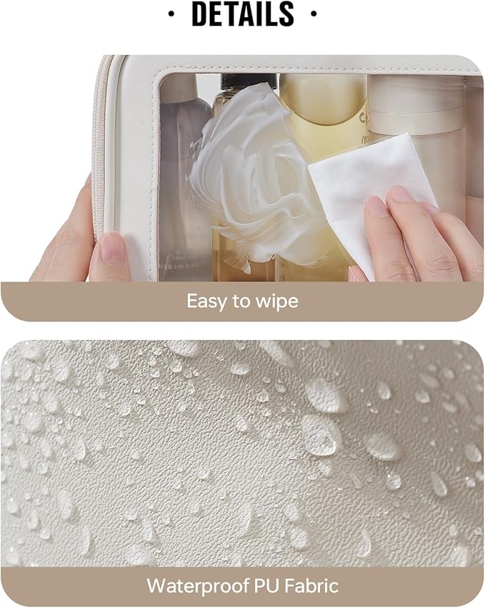 EACHY Clear Makeup Bag Cosmetic Organizer, Waterproof Travel Cosmetic Case with Zipper for Women, Transparent Toiletry and Skincare Pouch, Portable Car or Purse Bag for Travel Essentials