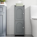 Bathroom Storage Cabinet, Small Corner Floor Cabinet with 2 Doors and Adjustable Shelf, Narrow Toilet Paper Cabinets, Bathroom Organizer for Small Spaces, 7.9" D x 9.8" W x 29.5" H Gray