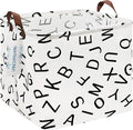 LANGYASHAN Square Storage Baskets Waterproof Canvas Children Laundry Nursery Hamper for Shelves Gift Baskets Toy Organizer Room Decor (Square alphabet)