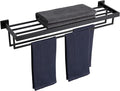 KOKOSIRI Black Towel Rack 32'' Bathroom Towel Shelf with Double Towel Bars SUS304 Matte Black Stainless Steel Wall Mounted, B6003BK-L32