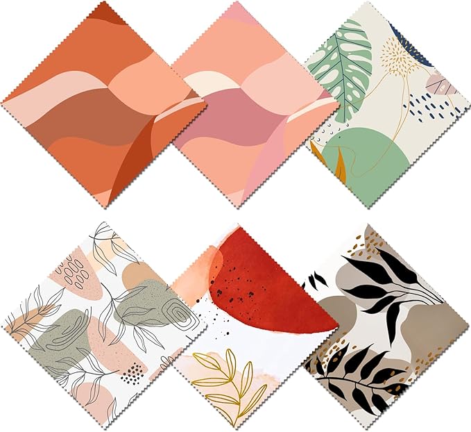 6 PCS Glasses Cleaning Cloth Eyeglass Cleaning Cloth Lens Eyeglasses Microfiber Cute Aesthetic Cloth for Unisex Women Girls Reusable Phone Screens Camera Multi-Patterns(6.3"x6.3")-Art