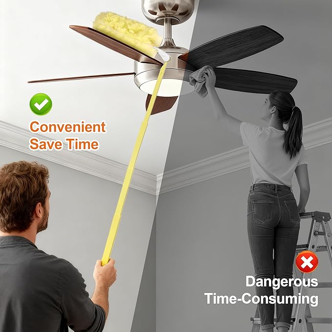 JOYMOOP Scented Telescopic Duster kit, 3FT Extendable Handle (Yellow) + 24 Yellow Refill Heads – Easy Cleaning for Ceilings, Ceiling Fans, Blinds, Vents & Shelves