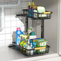 Under Sink Organizers, 5 Adjustable Height,Metal Pull Out Under Sink Organizers and Storage Shelves with Sliding Drawer, Black 1pack（Hight 13.6″-16.9″）