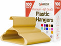 Plastic Clothes Hangers – Heavy Duty Hanger Set, for Organizing Clothes, Dresses, and Coat, Holds Up to 5 lbs, Space-Saving Hangers with Non-Slip Shoulder Grooves, Pack of 100, Yellow