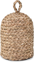 PEMAR Natural Wicker Door Stopper with Handle, Decorative Door Stop, Heavy Indoor Doorstop, Rustic Farmhouse Blocker Jammer 5.1''D x 7.5''H (Seagrass)