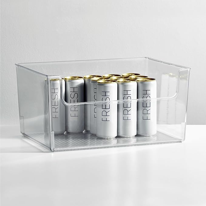 mDesign Large Modern Plastic Open Front Dip Storage Organizer Bin Basket for Bathroom Organization - Vanity Shelf, Cubby, Cabinet, and Closet Organizing Decor - Ligne Collection - 4 Pack - Clear