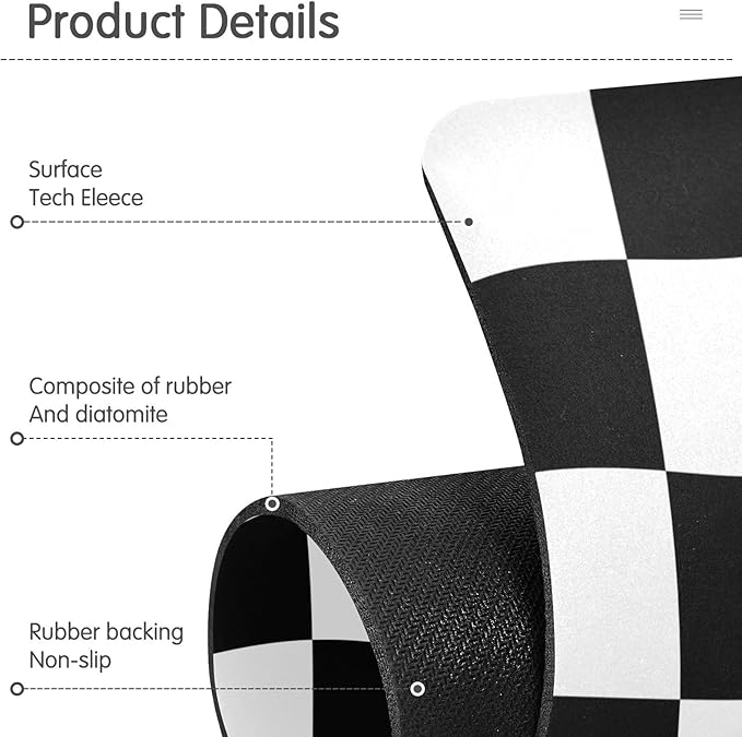 Kitchen Sink Splash Guard 2 PCS 30 Inch Sink Faucet Mat Splash Guard for Bathroom Countertop Water Absorbent Foldable Cuttable Soft Washable Checkered Black and White
