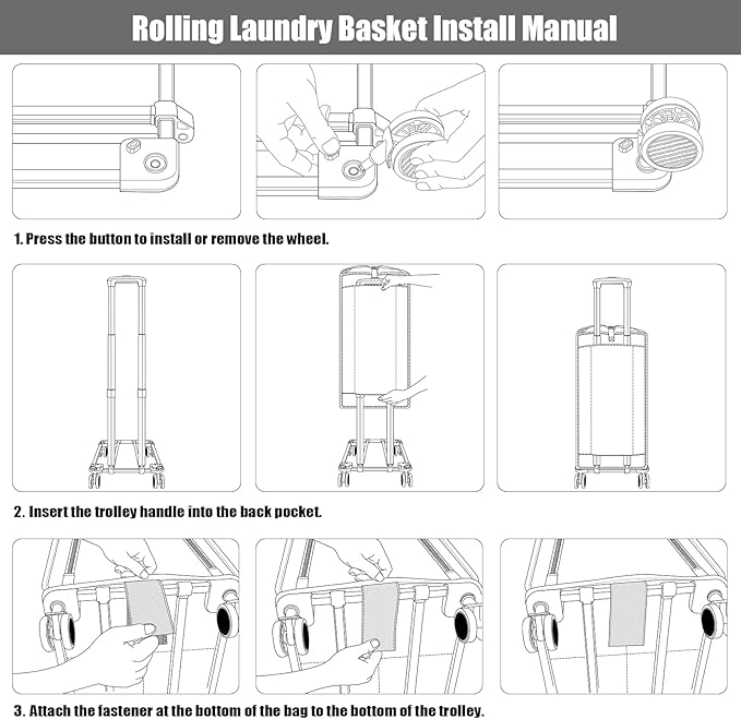 Bukere Rolling Laundry Hamper with Wheels, Large 90L Freestanding Collapsible Laundry Basket Bag for Clothes Storage, Heavy Duty Removable Wheeled Cart for College Dorm Apartment Laundry Room Bathroom