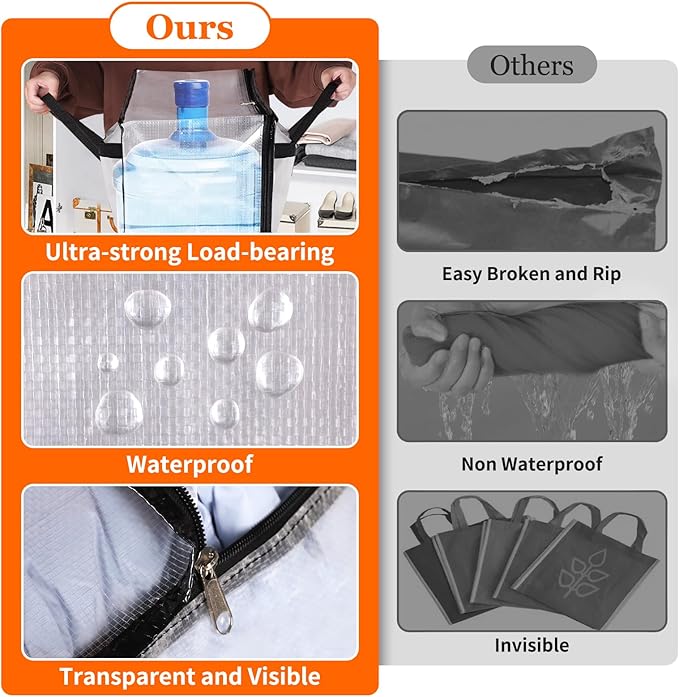 4 Pack Clear Storage Bags for Comforter, Clothes & Bedding, Plastic Blanket Storage with Zipper and Handle, Moving Bags, Closet Organizer and Under-Bed Storage (90L)
