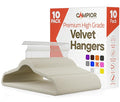 Ivory Velvet Hangers 10 Pack – 360° Swivel Hook, Non-Slip and Space Saving Hangers, Heavy-Duty 11 lbs Weight Capacity - Smooth Velvet Finish for Crease-Free Clothes and Effortless Closet Organization