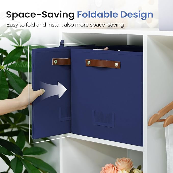 6-Pack Storage Cubes with Handles & Label Holders Basket, Closet Cube Home Organizer Bins(Blue, 13 x 13 x 13 inch)
