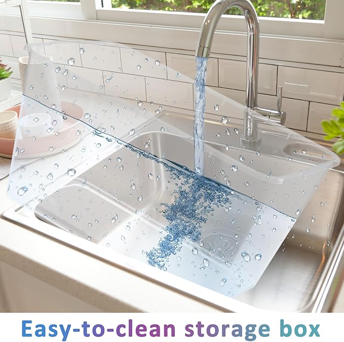 Clear Storage Organizer Bins - 4PC 58QT Heavy-Duty Container Boxes Stackable and Nestable Storage Bins with Mermaid Lids Plastic Large Storage Totes for Home, Office, and Garage