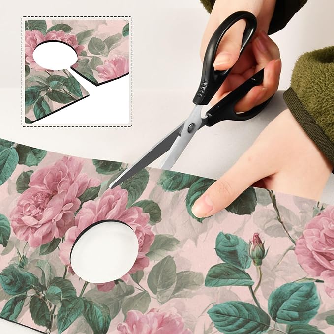 Kitchen Sink Splash Guard 1 PC 14.7 Inch Sink Faucet Mat Splash Guard for Bathroom Countertop Water Absorbent Foldable Cuttable Soft Washable Pink Vintage Roses with Leaves