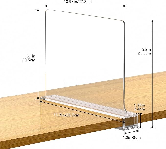 Aolloa 8 PCS Shelf Dividers for Closet Organization Acrylic Clear Closet Shelf Divider for Wooden Shelving Suitable for Wooden or Vertical Shelves Or Bedroom, Kitchen and Office