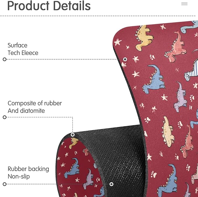 Red Dinosaur Stars Paw Prints Colorful Hearts Kitchen Sink Splash Guard Sink Faucet Mat Faucet Handle Drip Catcher Drain Mats for Kitchen Bathroom Countertop Absorbent Dish Dryi