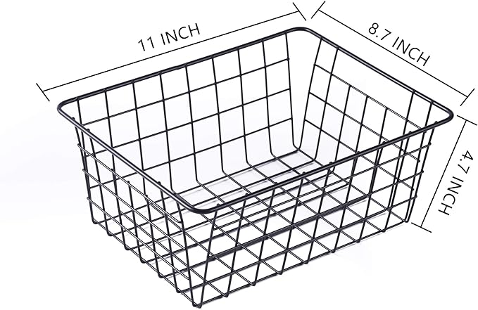 Wire Baskets for Organizing Household 4 Pack Pantry Baskets For Storage Pantry Wire Black Metal Storage Bins