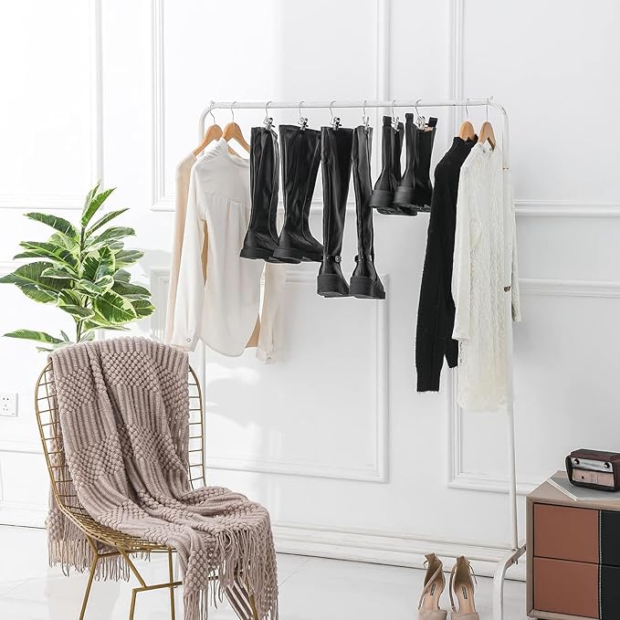 100 Pack Boot Hanger Legging Organizer for Closet, Boot Holder, Hanging Clips, Portable Multifunctional Hangers Single Clip Space Saving for Jeans, Hats, Tall Boots, Towels(Black)