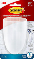 Command Bath Razor Holder, Clear Frosted, 1-Holder, 1- Water-Resistant Strip, Organize Damage-Free