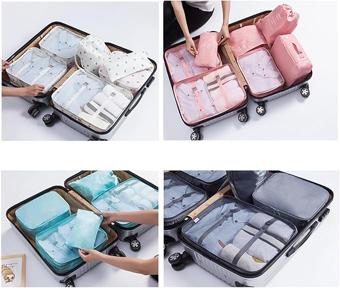 7set Packing Cubes for suitcases Travel Storage Bag Mesh Breathable Travel Packing Cubes for Suitcases Durable Travel Compression Storage Shoe Bag