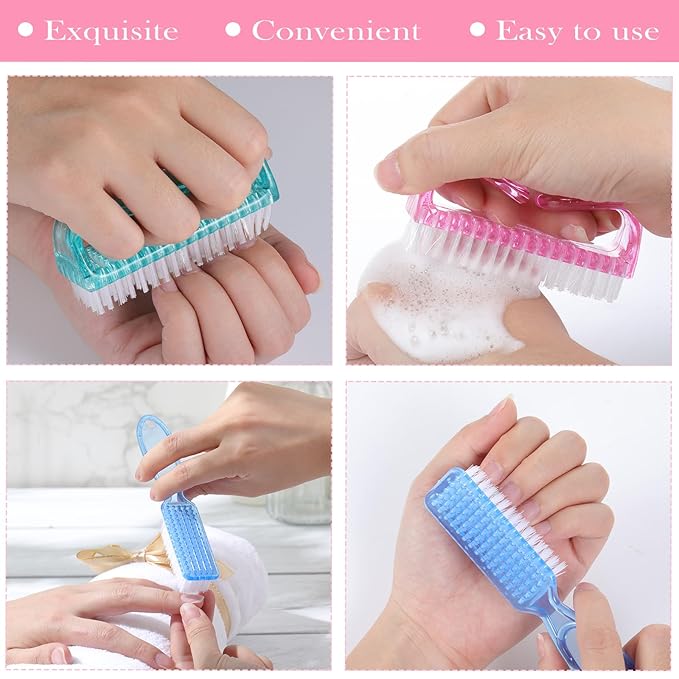 8 Pack Handle Grip Nail Brush, Nail Cleaning Brushes Set Pedicure Scrubbing Tool, Toes Fingernail Brush Scrub Cleaner Kit for Men and Women, Multicolor