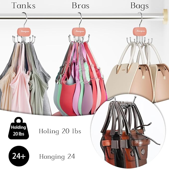 Cedar Wooden Belt Hanger, Belt Organizer for Closet,Rotatable Tie Rack,Belt Holder,Hanging Closet Storage Hook for Belt, Bra, Tank Top, Tie, Scarf, Purse, 1PCS