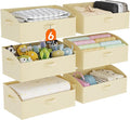 Lifewit Trapezoid Closet Storage Bins for Shelf, 6 Packs Non-woven Closet Organizer Baskets with Handles, Foldable Clothes Containers Boxes for Clothing, Book, Purse, 23L, Extra Large, Beige