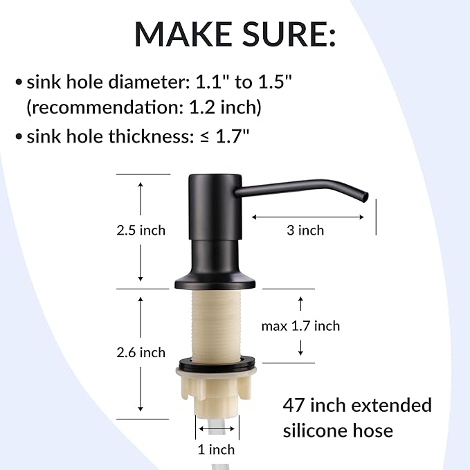Soap Dispenser for Kitchen Sink,Matte Black Stainless Steel Countertop Dish Sink Soap Dispenser Pump with 47 '' Extension Tube kit