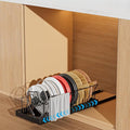 Pots and Pans Organizer Under Cabinet, Pull-out Pots and Pans Organizer, Under Cabinet Pot Lid Holder, Sliding type Pots and Pans Storage with 10 Adjustable Dividers & Handle Bracket - Black