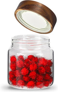 Patoper Glass Coffee Jars Spice Jar Round Storage Canister with Wooden Lid Clear Glass Food Jar for Pantry Sugar Tea Coffee Bean Spice Nuts Cookies Bath Salts (500ml/16oz-1pack)