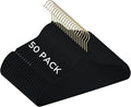 Simplify Slim Velvet Gold Hook Clothes Hangers 50 Pack | Non-Slip | Shirts | Suit | Pants | Dresses | Garments | Closet Storage & Organization | Durable | Black