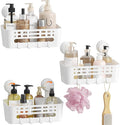 Lifewit Shower Caddy Suction Cup, NO-Drilling Bathroom Organizers and Storage Rack for Inside Shower, Plastic Removable Shower Shelves for Shampoo Strong Vacuum Suction, 26 cm/10 inch Long, 3 Pack