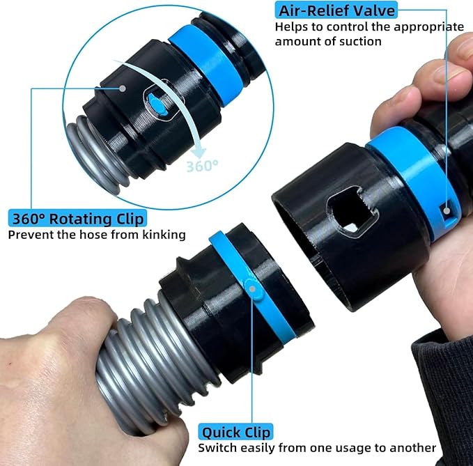 MITANSLE 7 Dust Collection Hose Adapters Kit for Home and Shop Vacuum Hose System, Expanded Adapter Set Fits Most Woodworking Power Tools and Sanders, Compatible With Multi-Brands