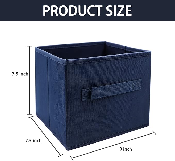 Small Storage Bins,Collapsible Fabric Storage Organizer 9.0"x7.5"x7.5",Mini Storage Box,fit for closet, living room, bookshelf, Kids clothes and toys storage and organization Blue