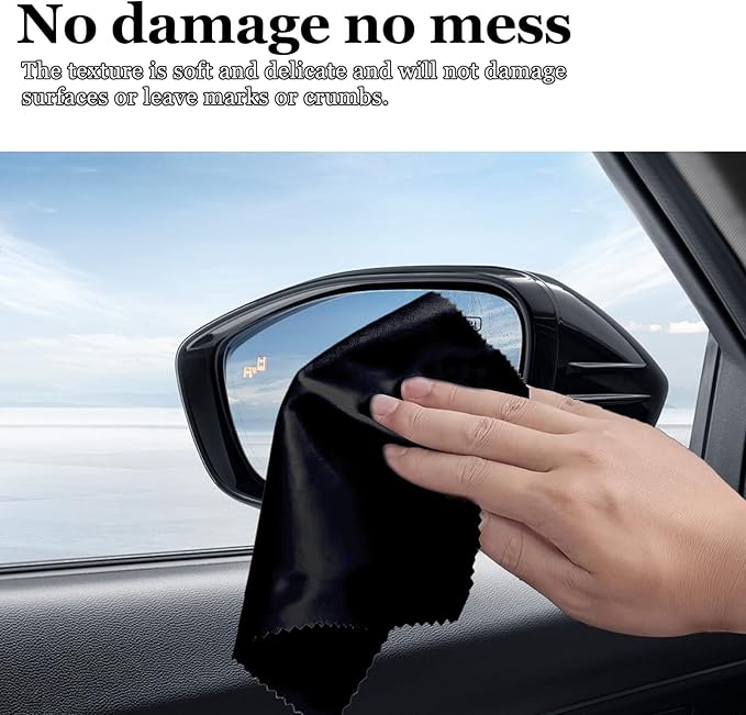 10PCS Suede Microfiber Cloths, 8"×8" Suede Cloth Cleaning Rags, Double-Sided Cleaning Cloths for Car LCD Display, Screens, Glasses, Lenses, Mirrors, Windows, Delicate Surfaces (Black)
