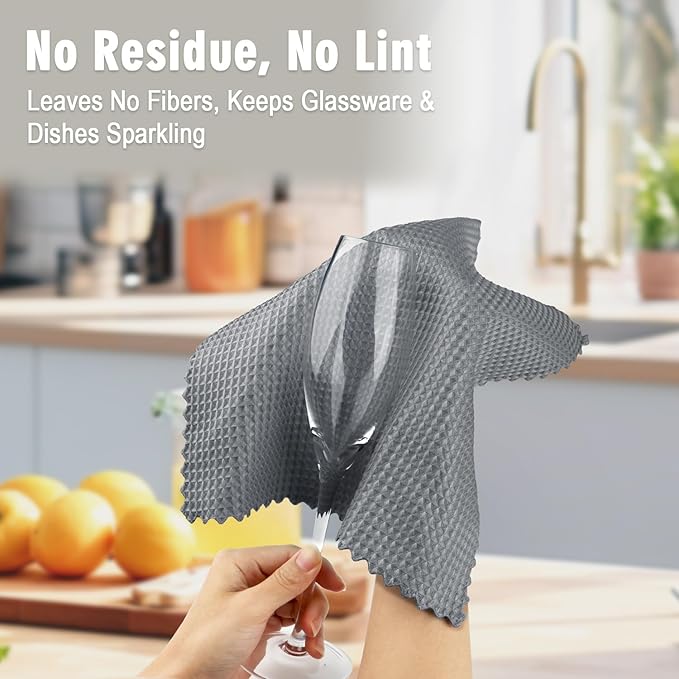 GLIMGLINT Waffle Weave Microfiber Towel,Lint Free Microfiber Cleaning Cloth for Household,Reusable Dish Towels,20Pack,11.5x11.5 Inch, (12 Grey, 8 White)