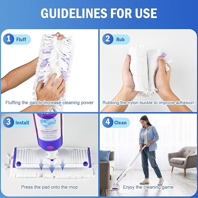 Cleaning Pads Compatible with Swiffer® Power MOP™ Refills | 50 Pack 20% Thicker Pads | Pet Hair & Grease Deep Cleaner