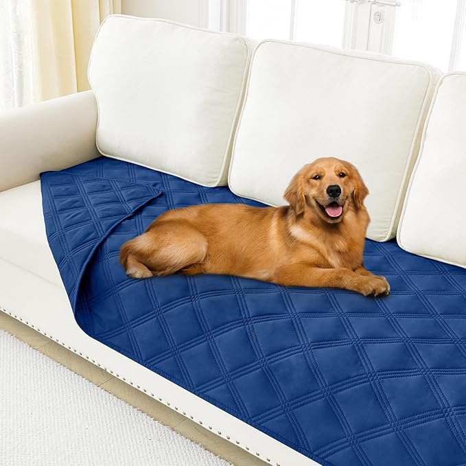 Smiry Waterproof Dog Bed Cover Blanket 30x70, Soft Reversible Pet Blanket, Washable Leakproof Cats Dogs Couch Cover for Sofa, Couch, Furniture, Lattice, Navy/Navy