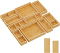 Lifewit Drawer Organizers 10 Pack(22 Grid) with 12 Inserts, Adjustable Bamboo Wooden Drawer Dividers, Stackable Storage Box for Utensils, Silverware, Makeup, Junk in Kitchen/Bathroom/Office/Vanity