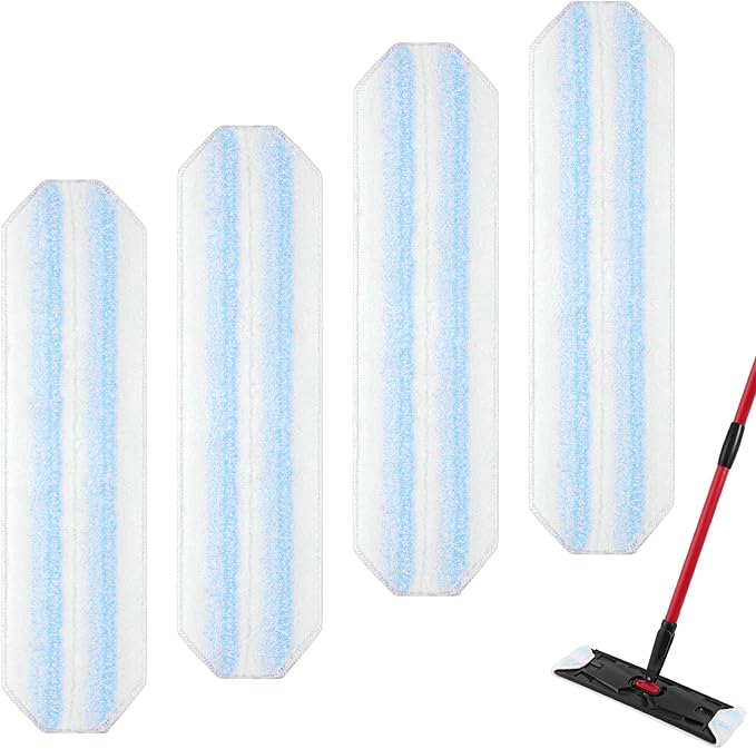 Mop Refills Compatible with O-Cedar H2prO Flat Mop System, 4 Pack Microfiber Mop Replacement Pads | Machine Washable & Reusable | 16 Inch | Designed for Hardwood Tile Laminate Floors