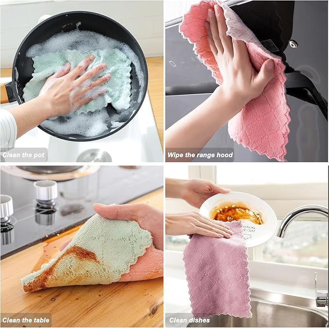 32 Pack Cleaning Cloth Kitchen Cloth, Dish Towels Super Absorbent Coral Velvet Dishtowels, Microfiber Premium Soft Tea Towels, Quick Dry Rags, Multipurpose Reusable Washcloths, Non-Stick Oil Cloths.