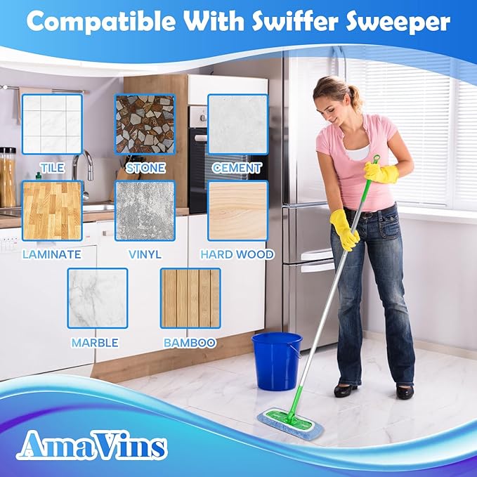 5 Pack Reusable Microfiber Mop Pads Compatible with Swiffer Sweeper Mop, Wet and Dry Flat mop Cover, Washable Swiffer Pads for Surface/Hardwood Floor Cleaning (Mop is Not Included)