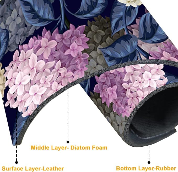 2 Pack Vintage Hydrangea Sink Faucet Absorbing Mat Colorful Hydrangeas Super Absorbent Fast Drying Mat Sink Gadgets Behind Faucet Sinkmat for Kitchen Bathroom, 15.5"x5.5"