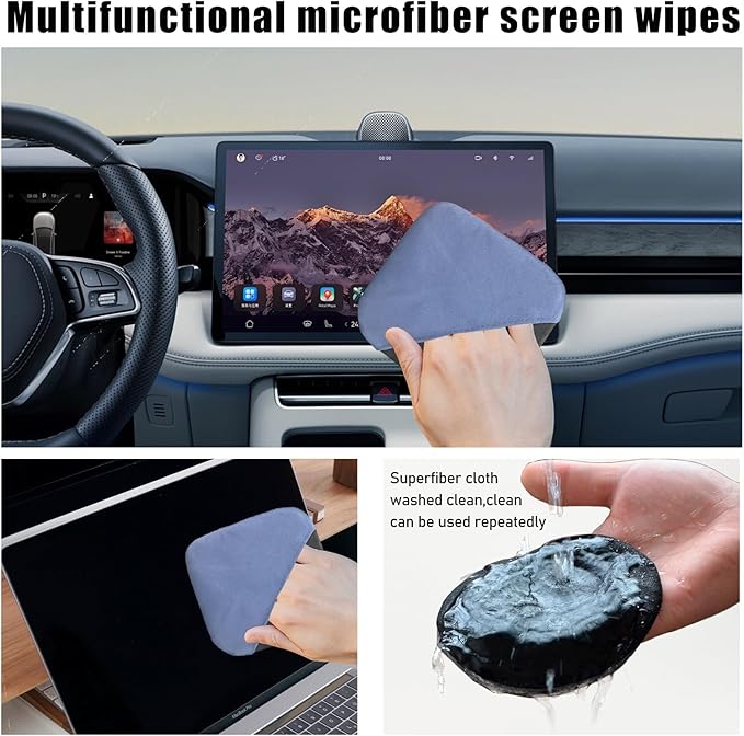 Car Screen Cleaner, Microfiber Auto Screen Cleaning Pad, Foldable Touch Screen Cleaner Cloth for Vehicle Dashboard LCD Display, Interior Car Accessories