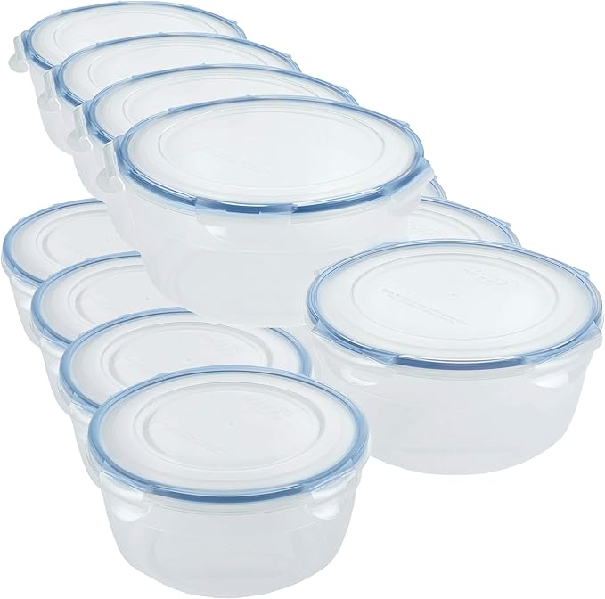 LocknLock Easy Essentials Food Storage lids/Airtight containers/Stackable, BPA Free, 6 Piece, Clear (Pack of 4)