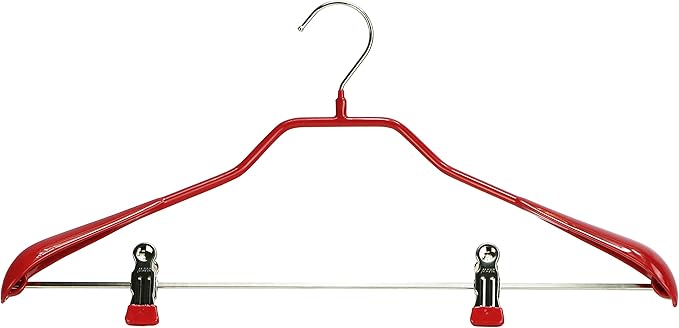 Mawa by Reston Lloyd BodyForm Series Non-Slip Space Saving Clothes Hanger with 2 Clips for Pants or Skirts, Style 42/LK, 1-Piece, Red