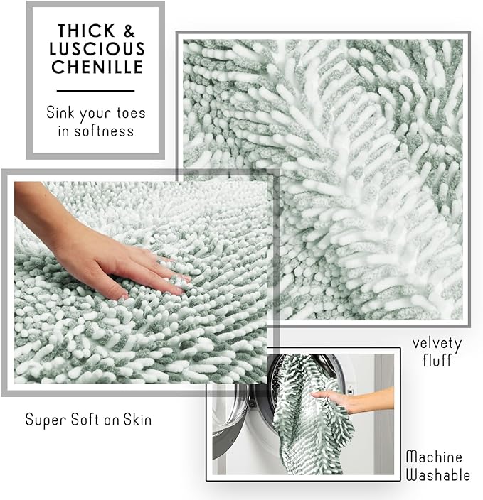 Clara Clark Bathroom Accessories Set - 27PC Bathroom Set with Adhesive Corner Shower Caddy Hanging, Bathroom Sets with Shower Curtain and Rugs, Ombre Sage Green Shower Curtain Set with Trash Can